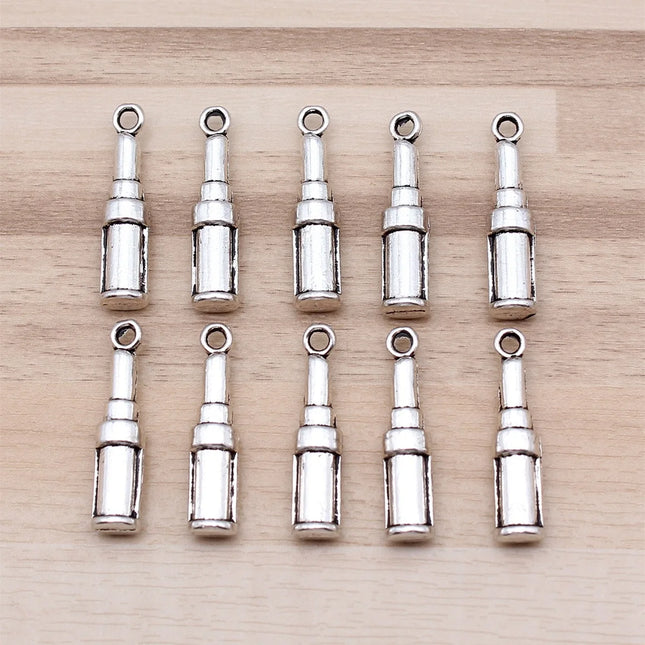 IFOCUS 10pcs/Lot Lipstick Charms For DIY Jewelry Making Zinc Alloy 24x5x5mm/0.94x0.2x0.2inch