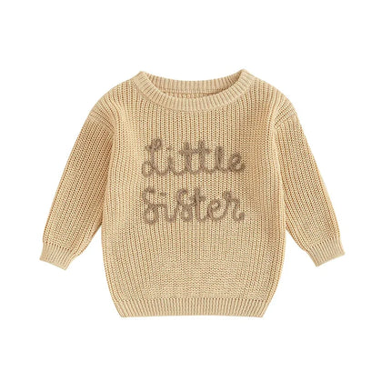 0-18months Toddler Girl Sweaters Long Sleeve Letter Embroidery Knit Pullover Sweaters For Baby Girls