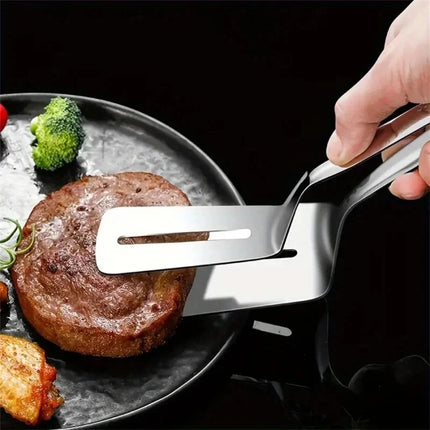 Locking BBQ Tool Set: Stainless Steel Grilling Tongs & Spatula – Heat Resistant Flipper for Fish, Steak, Burgers & Baking, Dishw