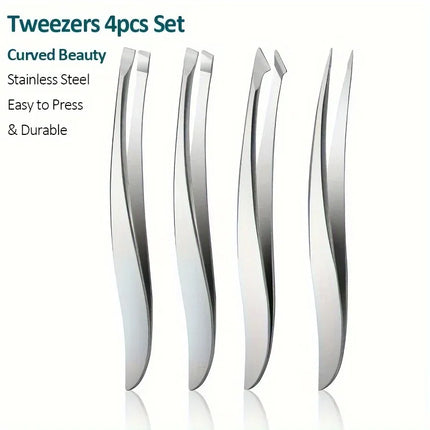 Precision Stainless Steel Tweezers for Eyebrow Hair Facial Hair Removal Splinter Blackhead Slant Ti