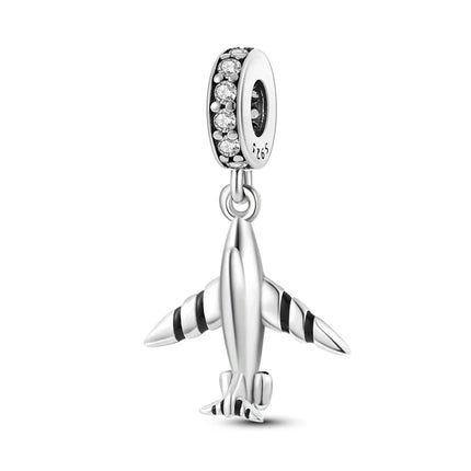 925 Sterling Silver Travel Passport Trunk Charms Fit Original Bracelet Diy Airplane Earth Beads for Jewelry Making Gift