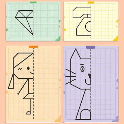 20 Pages Kids Lattice Symmetrical Drawing Toys Concentration Fine Motor Skill Pen Control Training Erasable Painting Cards