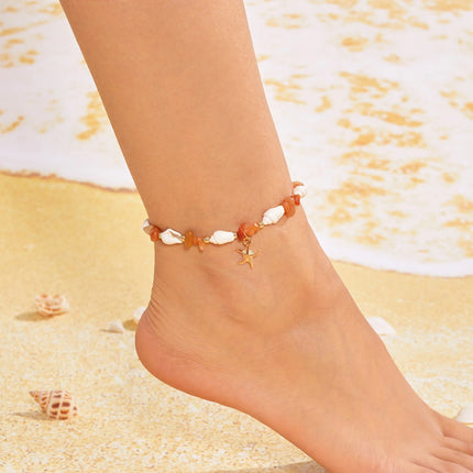 Boho Irregular Gravel Beaded Stone Anklets For Women Summer Ocean Beach Handmade Ankle Bracelet Foot Leg Chain Gift Accessories