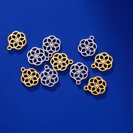 EUEAVAN 5pcs Stainless Steel Charms for Jewelry Making Leaves Lotus Flower Star Pendant Mini Charm Necklace Bracelet DIY Gifts