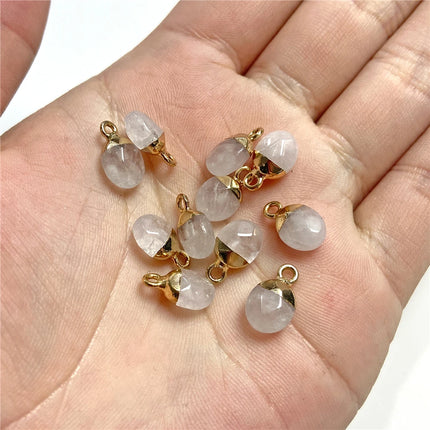 5pcs 6x10MM Faceted Natural Stone Oval Pendant Charm Pendant for DIY Jewelry Making Necklace Earrings Gem Accessory Wholesale