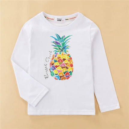 Aimi Lakana Kids Cotton T-Shirt Boys Long Sleeve Tops Pineapple Print Shirt Girls Spring Autumn Shirts