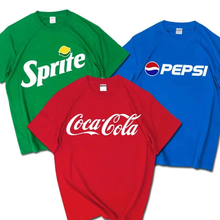 Limited New Cotton Summer New Trendy Brand INS Pepsi Cola Joint T-shirt Sprite Coca-Cola T Shirt Men Short Sleeve Unisex Tops