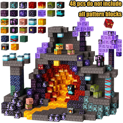 Magnetic Building Blocks New Mine World Magnetic Snow Ice Castle Construction Brick Cube STEM Boy Girl Children Toy Set Gift