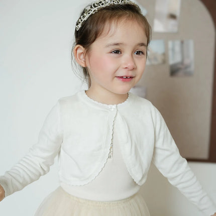 1 to 13 Years Kids Girl Solid Cardigan Round Neck Sweater Cardigans Knitted Toddler Girl Cotton Wedding Party Clothing
