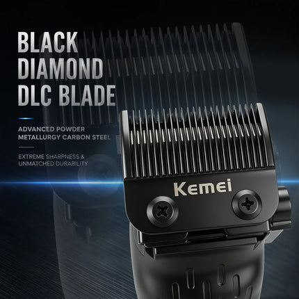 Kemei 1386 Men's Hair Clipper 8000RPM DLC Blade with Base Charger LED Display 2000mAh Professional Hair Cutting Machine Trimmer