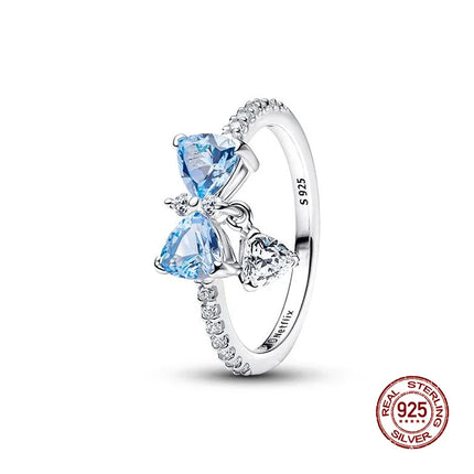 New 925 Silver Sun and Moon Love Princess Zircon Oxide Enamel Heart Love Ring Fashion Fine Jewelry For Women Gift Hypoallergenic