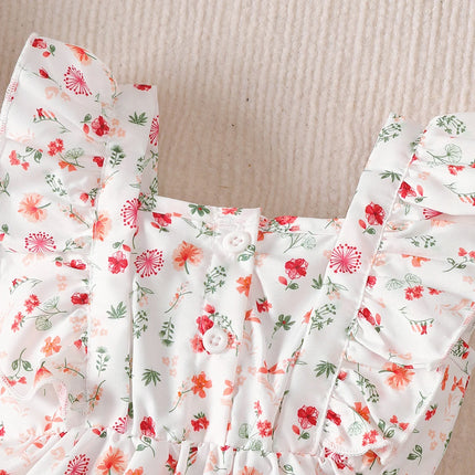 2PCS 3-24 Months Baby Girl Floral Dress Sleeveless Toddler Girl Fashion Dress Set Infants Baby Girl Princess Dress Clothing