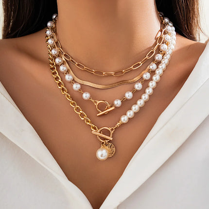 Elegant Irregular Imitation Pearl Beads Necklace for Women Vintage Party Wedding Tassels Choker Fashion Jewelry Accessories Gift