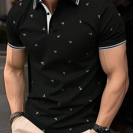 The new men's short-sleeved POLO shirt for summer 2025 is casual fashionable soft and breathable with 3D pattern printing