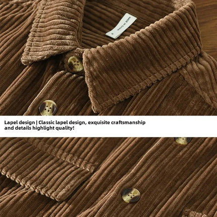 New Fashionable Corduroy Long Sleeve Men's Shirt Casual Loose-Fit Top Jacket High Quality Amazon Autumn/Winter Collection