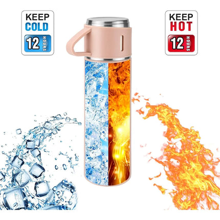 500ml/16.9oz Stainless Steel Thermo Vacuum Insulated Bottle with Cup for Coffee Hot Drink and Cold Drink Water Flask Set