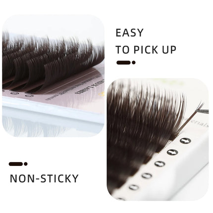 Yelix 16 Rows Dark Brown Premium Natural Individual Eyelashes Extensions Soft Classic Faux Cils Professional Supplies for Lash