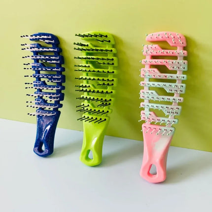 Mini Cutout Rib Comb Smooth Hair Comb Leather Massage Large Curved Comb Gradient Fluffy Styling Comb