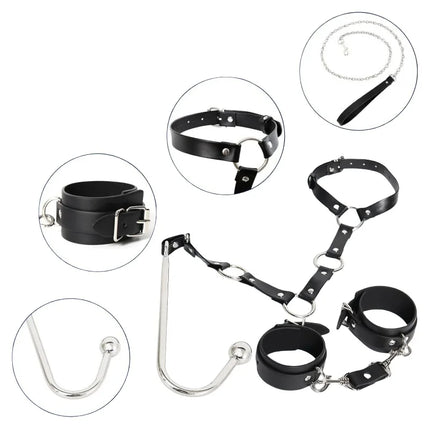 Exotic Anal Plug Hook Sex Toys with Separable Handcuffs Collar Neck Restraint Suit for Couple BDSM Cosplay Special Accessories