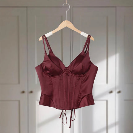 Sexy Double Layered Shoulder Straps Women Vest Elegant Backless Sleeveless Lace Up Female Top 2026 Spring Summer Lady Crop Tops