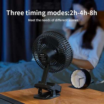 OPOLAR Rechargebale 8inch Portable Fan Auto Oscillation Clip Fan with Hook Removable Battery as Mini Power Bank for Home Outdoor