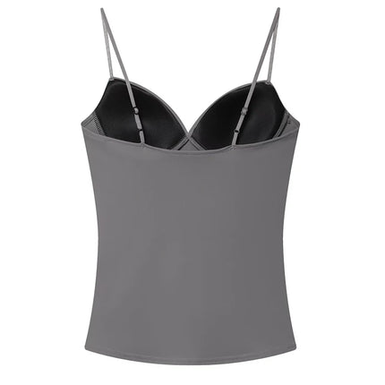 HXAO Sleeveless Slip Top Women Corset Crop Tops Woman Party Bustier Gray Brown Black Top Female Backless Sexy Camisole Bra Top