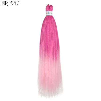 26Inch Easy Braids Hair Synthetic Colourful Pre Stretched Braiding Hair Extensions Jumbo Braids Ombre Yaki Long Straight Hair