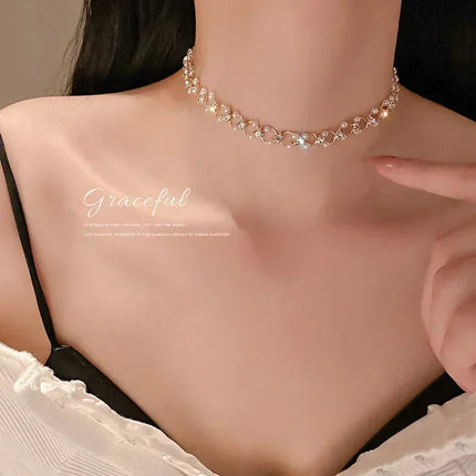 Heart Pendant Necklace Rhinestone / Collier Pendentif Cœur Strass