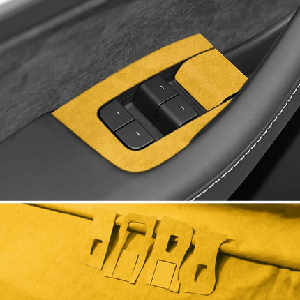 Made of Alcantara For Tesla Model 3（2019-2023）/ Y (2019-)  Windows Control Panel Trim Cover Sticker Car Interior Accessories