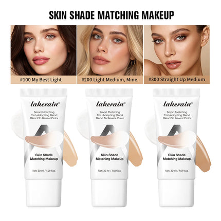 Lakerain Color Changing Liquid Foundation Coverage Skin Shade Matching Makeup SPF15 Moisturizing Even Toning Natural Makeup