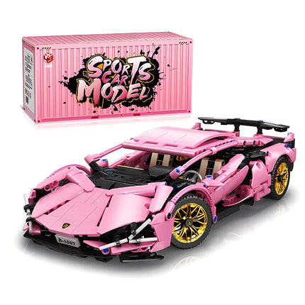 1:14 Pink Sports car RC Toy Car Building blocks Toy Birthday Gift MOC Sports Car Model (1314+ particles)
