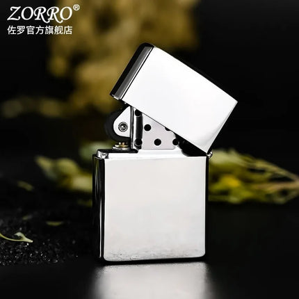 ZORRO Kerosen Windproof Lighter High Beauty Men's Creative Gift White Nickel Love Compass