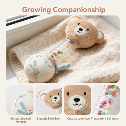 Baby Rattles Shaker Crinkle Squeaky Sensory Soothing Toy Baby Crib Soft Stuffed Animal Rattle Hand Grip Baby Toys Toddler Gifts