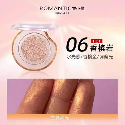 RMT Chameleon Highlight Pink Purple Fine Powder Cream Blusher Shiny ROMATIC Face Brighten High Gloss Integrated Plate Makeup