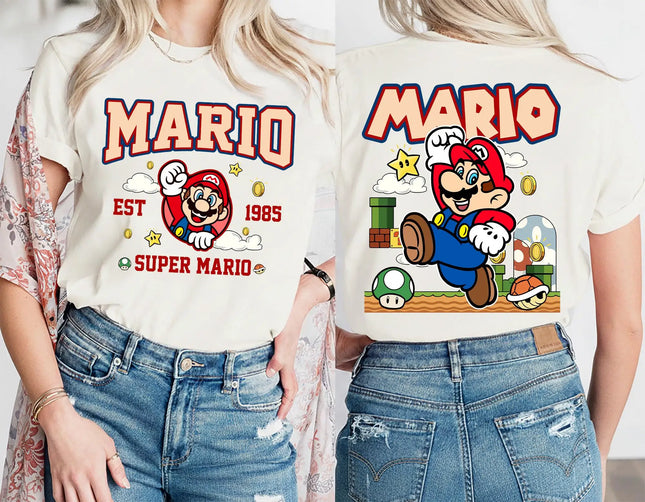 Super Mario EST 1985 Yoshi T-shirt Men and Women Summer Cotton Y2K Clothing Cartoon High Quality Short Sleeved Tee Streetwear