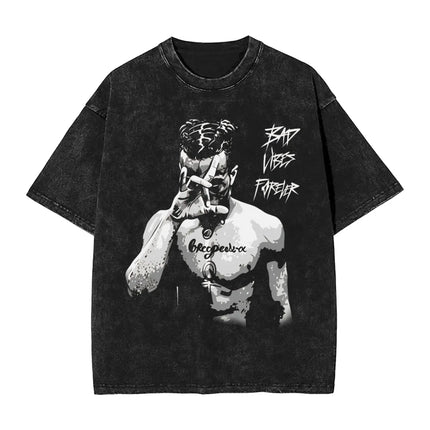 Hot Remembering XXXTentacion Graphic Print T-shirt Men Women Vintage Washed Cotton Summer New Tee Harajuku Fashion Oversized Top