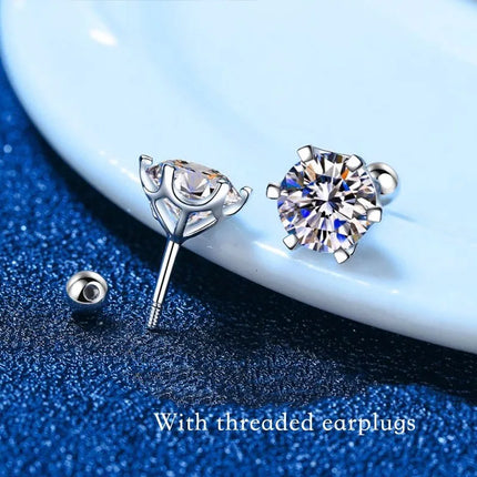 BIJOX STORY 0.5-2ct Moissanite Screw Stud Earrings D Color 925 Sterling Silver Diamond Earrings For Women Wedding Fine Jewelry