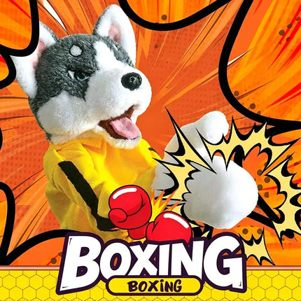 Kung Fu Husky Punching Puppet Dog Hand Puppet Boxing Puppets Animal Toy Husky Gloves with Sounds Boxing Action Gifts