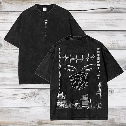 Gojo Satoru Jujutsu Kaisen Women Tshirt Washed Cotton T-shirt T Shirt Men Clothing Summer Short Sleeve Tees Streetwear