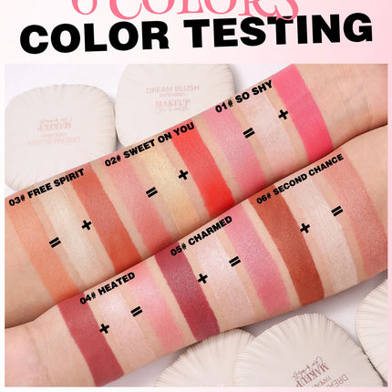 2 In 1 Dream Blush Highlighter Palette Natural Glow Face Contour Long Lasting Luminous Finish Healthy Radiance Duo
