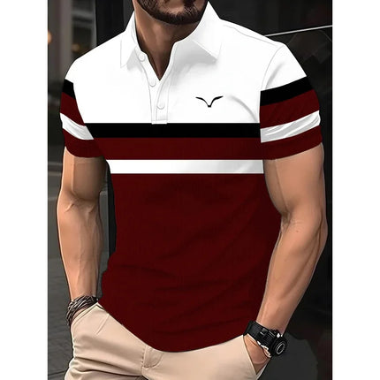 Men's summer casual short-sleeved sports polo shirt, men's shirt button polo shirt, logo lapel printed polo shirt, fashionable,