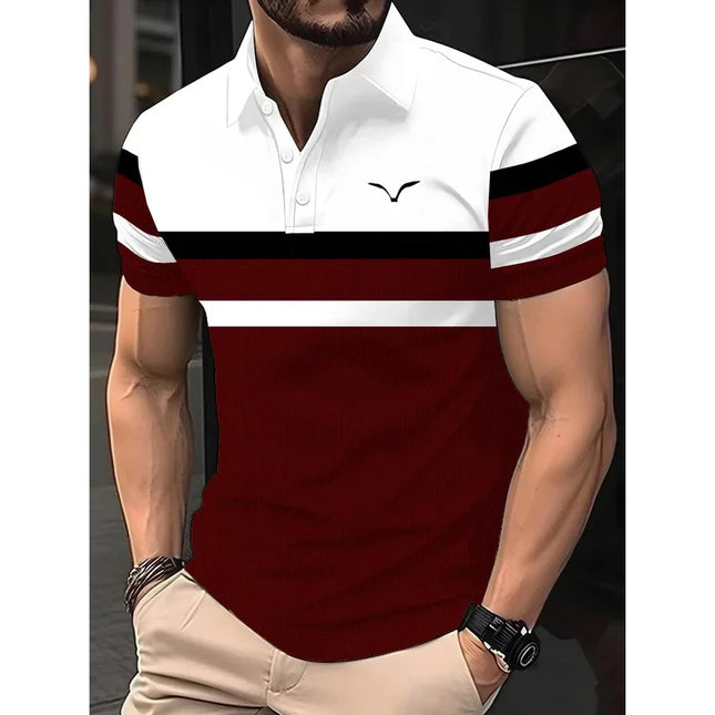 Men's summer casual short-sleeved sports polo shirt, men's shirt button polo shirt, logo lapel printed polo shirt, fashionable,