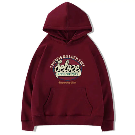 Design Sensation Small Print k Blue Hoodie Women's American Retro Loose Oversize Top Trendy Streetwear Polyester Fiber