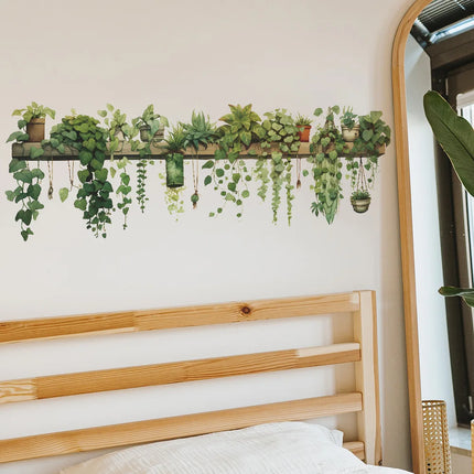Green Leaves Plant Branch Wall Stickers Bedroom Living Room Background Wall Decoration Home Decor PVC Mural Art Decals Wallpaper