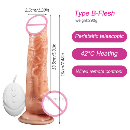 Huge Soft Dildo Vibrator Dildo Heating Wireless Remote Realistic Penis Swing Dick Telescopic Dildos Vibrator For Women Sex Toys