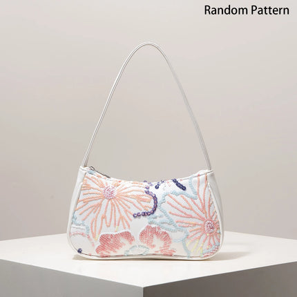 Shoulder Bag,Floral Pop,Sequin Bag,Embroidery,Gala Night,Party Outfits,Prom Bag,Wedding Items,Elegante,Valentine,Random Pattern