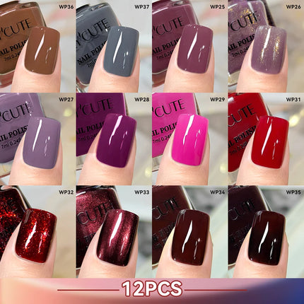 LILYCUTE 7ml 4/6/8/12Pcs Water-Based Nail Polish Set Quick Drying No Lamp Needed Glitter Nail Art Varnish For Nails Manicure