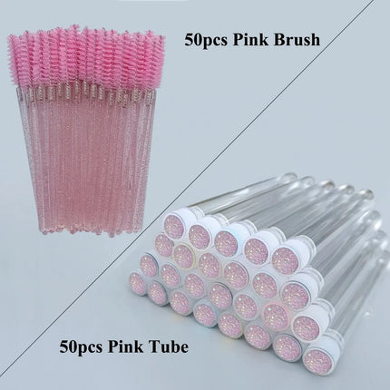50pcs Reusable Eyelashes Brush Tube for Eyelash Extension Disposable Mascara Wands Eyebrow Brush Applicator EyeLash Brushes