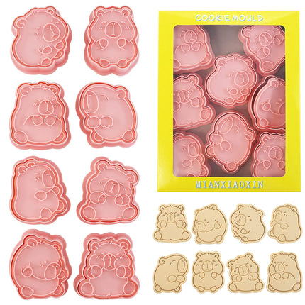 8 PCS Capybara Cookie Cutters Aniaml Embossing Cutters for Baking DIY Baking Tools(8-Capybara B)