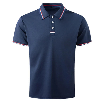 Men's Quick-Drying Solid Color Polo Shirt Summer Elastic Collared Short-Sleeved Sports T-Shirt for Active Wear